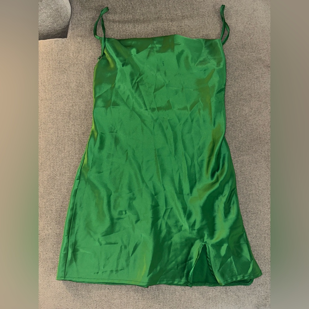 Vibrant Green Satin Dress